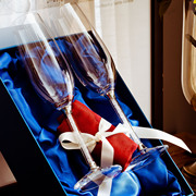 水晶钻石香槟杯红酒高脚杯结婚送礼对杯气泡酒杯子玻璃2个家用装