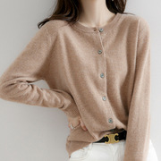 24春季韩版针织衫短款女圆领开衫修身毛衣打底衫长袖大码外套