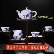 景德镇手绘青花瓷功夫茶具套装复古家用高档陶瓷茶壶盖碗茶杯礼盒