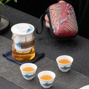 便携式旅行茶具小套装，随身户外装备喝茶泡茶壶茶杯羊脂玉瓷快客杯