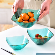 法兰晶金边玻璃碗透明家用高颜值水果沙拉碗日式ins甜品碗盘餐具