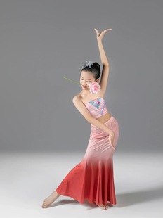 儿童傣族舞蹈演出服装，表演服鱼尾练功裙女成人，剧目考级艺考孔雀舞