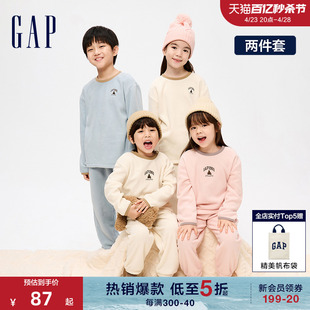 gap男童冬季摇粒绒睡衣睡裤，两件套休闲柔软家居服，运动套装889906