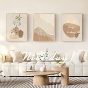 奶油风客厅三联装饰画简约抽象沙发，背景墙挂画北欧温馨卧室组合画