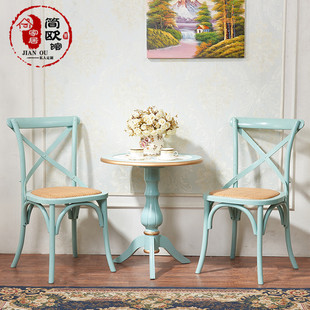 阳台小茶几桌椅组合地中海，彩绘咖啡桌，欧式做旧实木家具边几小圆桌