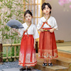 儿童短袖马面裙套装新中式国风男童汉服古装女孩表演服女童唐装夏