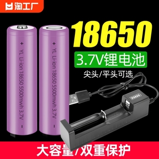 18650锂电池大容量3.7v强光手电筒头灯唱戏机小风扇4.2电池充电器平头智能
