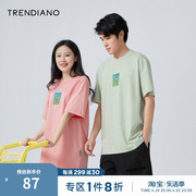 TRENDIANO春夏国潮男装时尚简约3D硅胶印花情侣圆领短袖T恤