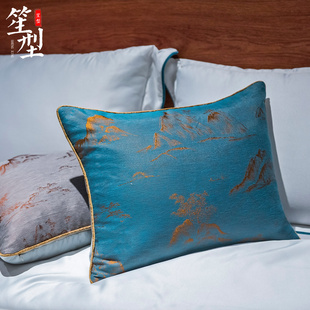 新中式抱枕床头软包大靠背红木沙发靠腰古典实木家具腰枕靠枕定制
