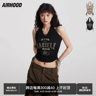 airhood挂脖吊带小背心，女夏季辣妹露背性感修身短款内搭上衣外穿