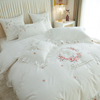 法式仙女白色全棉纯棉床上四件套公主风花边被套床裙款夏季网红女