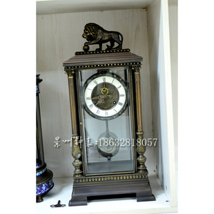钟仿古做旧机械座钟，四明钟整半点报时纯铜工艺钟表家居软装