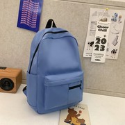 高品质蓝色帆布双肩包装书包日系女初中生校园高中大学生可放电脑