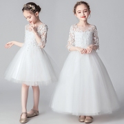 花童礼服女童儿童白色，婚纱裙蓬蓬裙，连衣裙钢琴演出服大童公主裙子