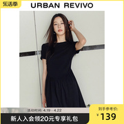 UR2024夏季女装都市气质垂感修身短袖连衣裙UWU740046