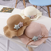 亲子帽子母女夏季遮阳草帽，2岁女童韩国沙滩，6公主帽大檐防晒太阳帽