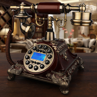 欧式仿古电话机，老式复古家用座机时尚创意转盘，无线插卡电话