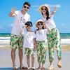亲子装一家三四口海边度假全家装套装母子母女装出游拍照沙滩长裤