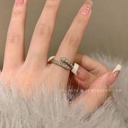 高级感闪钻灵蛇形戒指女秋冬轻奢小众设计开口食指戒装饰独特指环