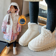女童雪地靴2023冬季靴子，儿童加绒加厚保暖大棉鞋，防滑公主棉靴