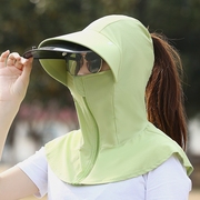 防晒帽子女夏薄款防紫外线护颈遮脸骑车遮面防飞沫面罩一体遮阳帽