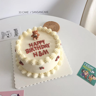 烘焙蛋糕装饰韩国ins可爱蝴蝶结小熊生日蜡烛儿童派对甜品台装扮