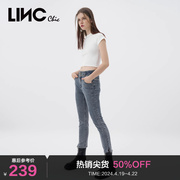 LINCCHIC金羽杰牛仔裤女春秋复古显瘦小脚裤高腰牛仔裤S228JE869