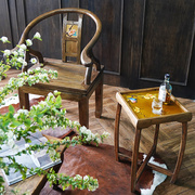 小户型茶几沙发边几实木，简约折叠移动茶桌，新中式阳台茶桌椅组合