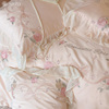 轻奢少女心粉色床单，四件套全棉纯棉100s长绒棉被套高级感床上用品