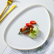 直身三角牛排盘西餐厅简餐盘子异形陶瓷菜盘创意摆盘酒店后厨餐具