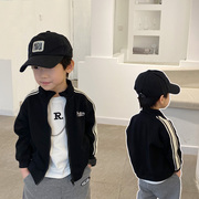 男童黑色外套春款男宝宝帅气时髦儿童韩系夹克薄小童洋气棒球服潮