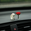 迷你玻璃瓶玫瑰花闻香兔小摆件，汽车内饰车载创意可爱精致装饰品