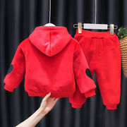 棉衣卫衣宝宝婴儿童女童童装秋冬季男两件套装服外套冬装加绒加厚