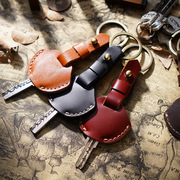 青年牛皮钥匙扣车缝线钥匙套家用钥匙挂钩真皮带钥匙圈创意