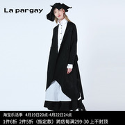 纳帕佳长款外套2023秋装女式黑色长袖休闲宽松设计感小众上衣
