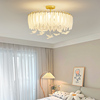 法式羽毛卧室现代简约奶油风儿童吸顶灯法式网红磨砂玻璃主卧灯具