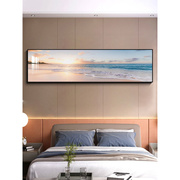 现代简约卧室装饰画主卧温馨床头挂画大气海景横幅壁画抽象客厅画