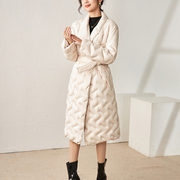 2023冬季韩版宽松显瘦西装，领白鸭绒保暖欧美中长款轻薄羽绒服女