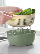 厨房洗菜盆沥水篮双层镂空洗水果篮子塑料洗菜蓝大容量创意水果盆
