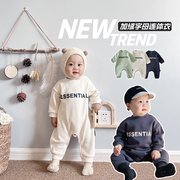 冬季韩国婴幼儿连体衣宝宝加厚加绒外出潮哈衣婴儿长袖爬爬服