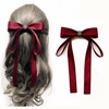 韩国气质新娘红色长飘带，蝴蝶结发夹高端后脑勺顶夹发饰头花发卡