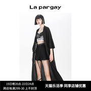 Lapargay纳帕佳春秋女装黑色上衣个性时尚休闲长款外套风衣潮