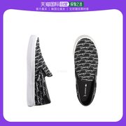 韩国直邮lacoste拉科斯特时尚休闲鞋，黑色logo印花套穿鞋简约平底