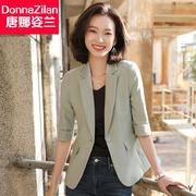 薄款西装外套女夏季2024韩版休闲小个子短款中袖气质西服上衣