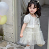 女童夏装连衣裙套装宝宝洋气吊带裙儿童韩版披肩公主碎花裙两件套