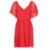 nafnaf女装女士，时尚优雅短款连衣裙荷叶，边红色夏季
