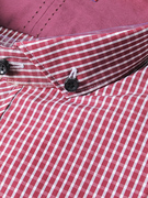 纯棉长袖衬衫威可红色，格子扣领尖领修身四季时尚，100%棉衬衣