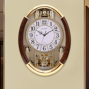 整点报时欧式挂钟客厅大号现代简约椭圆形石英钟个性创意美式钟表