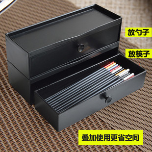 日式筷子盒抽屉抽拉筷子，筒带盖筷子架餐具，收纳盒韩式塑料快笼