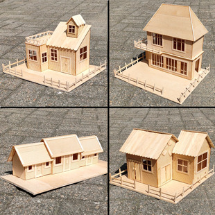雪糕棒棍木条diy手工制作房子，建筑模型材料冰棒棍棒别墅拼装玩具